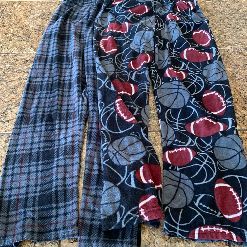 Two pairs of fleece sleep pants for boys